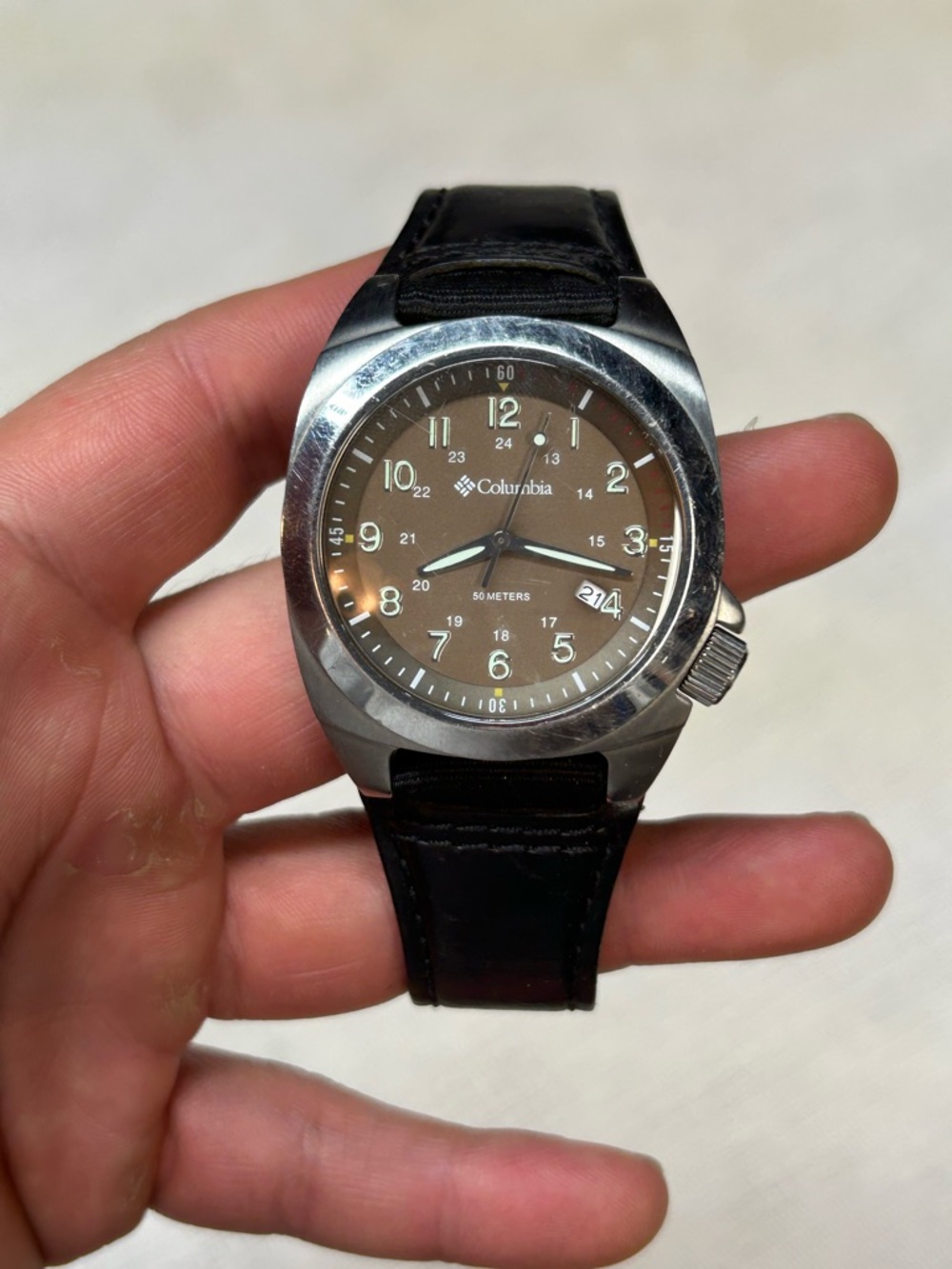 Columbia Watch Mens Stainless Date Leather Strap 50M (Not Running)